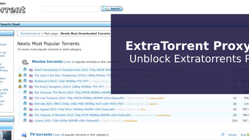 ExtraTorrent Proxy list Unblock Extratorrents Proxy {100% Working Sites}