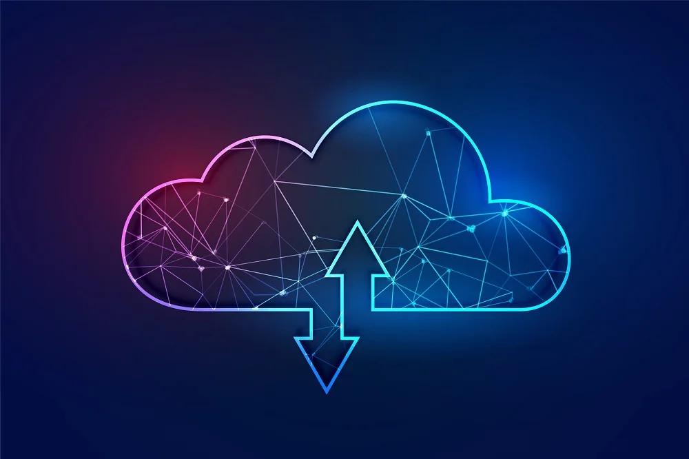 cloud computing polygonal wireframe technology concept backgroun